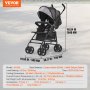 VEVOR Lightweight Stroller, Compact Easy Fold MultiPosition Recline Canopy Backrest, Carbon Steel Frame, Large Storage Basket,Cup Holder, Umbrella Toddler Baby Stroller for Travel, Light Gray/Black