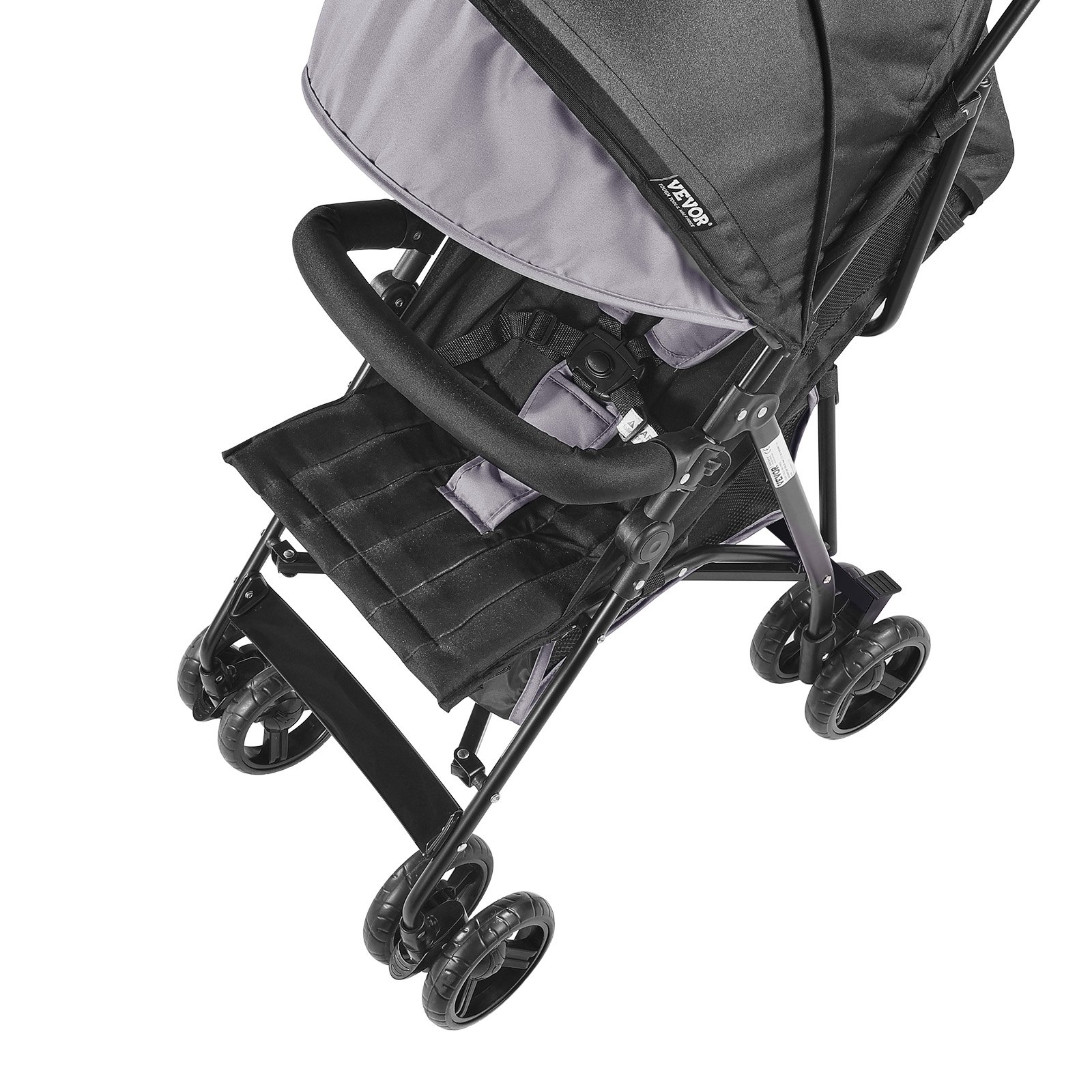 VEVOR Lightweight Stroller, Compact Easy Fold MultiPosition Recline Canopy Backrest, Carbon Steel Frame, Large Storage Basket,Cup Holder, Umbrella Toddler Baby Stroller for Travel, Light Gray/Black