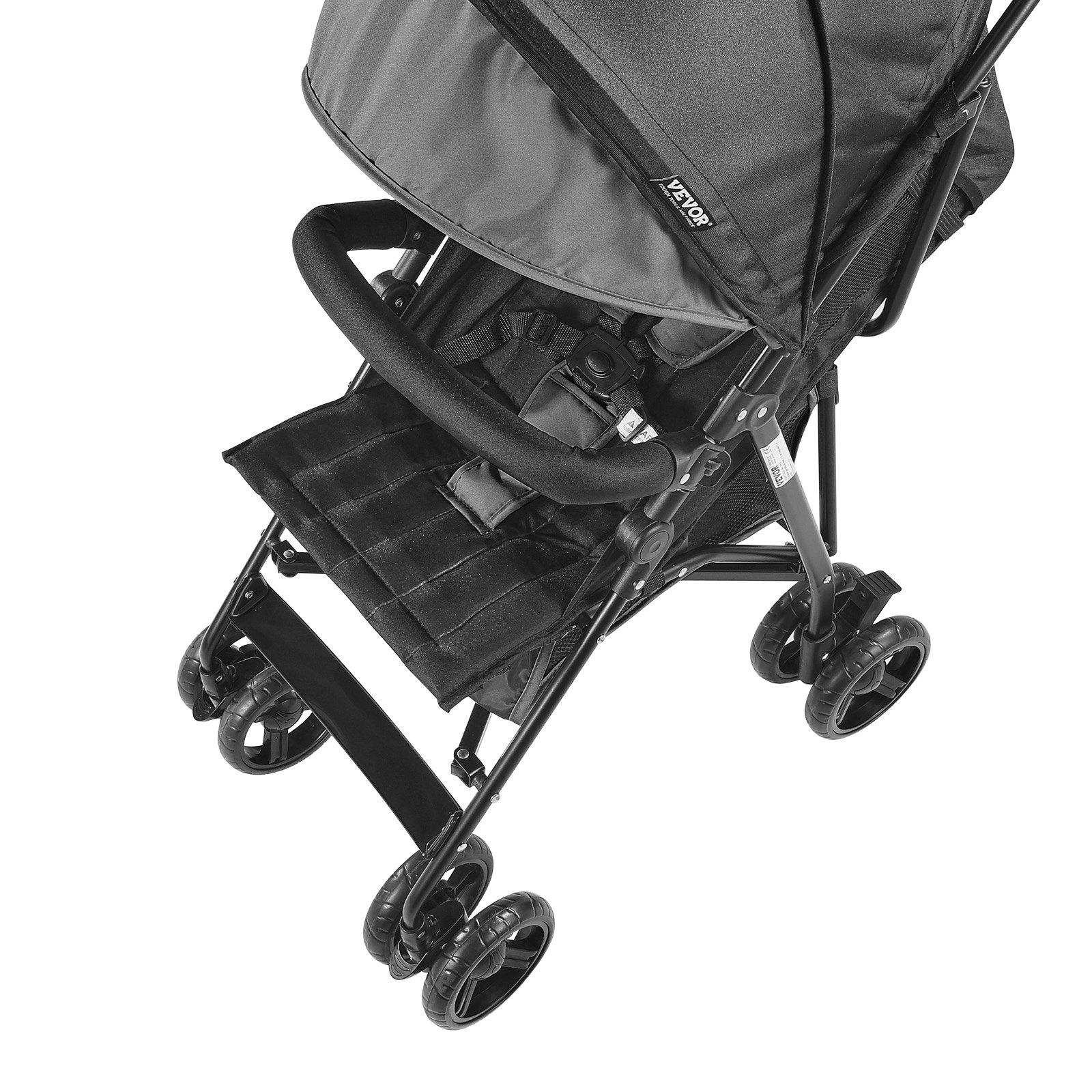 VEVOR Lightweight Stroller, Compact Easy Fold MultiPosition Recline Canopy Backrest, Carbon Steel Frame, Large Storage Basket,Cup Holder, Umbrella Toddler Baby Stroller for Travel, Dark Gray/Black