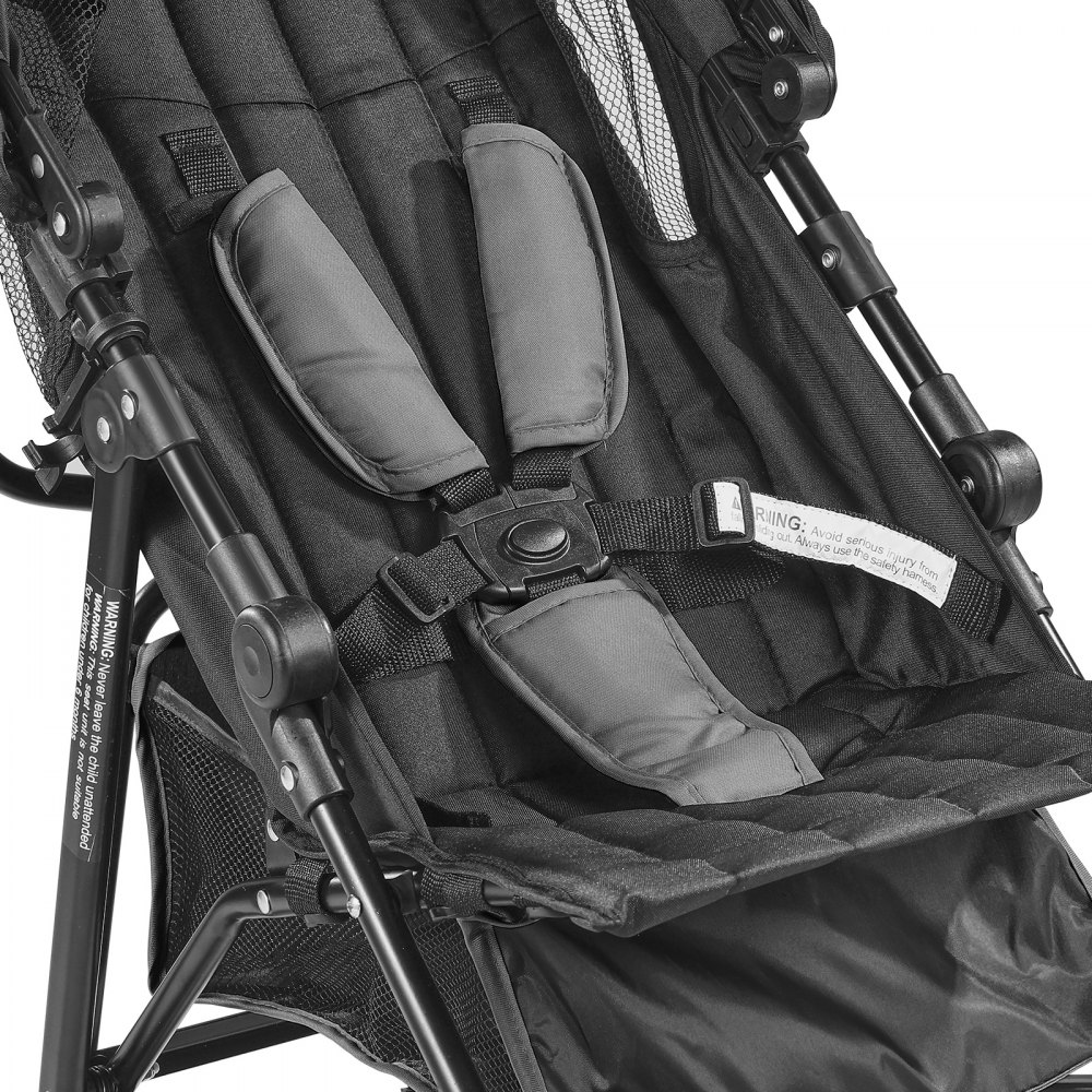 VEVOR Lightweight Stroller, Compact Easy Fold MultiPosition Recline Canopy Backrest, Carbon Steel Frame, Large Storage Basket,Cup Holder, Umbrella Toddler Baby Stroller for Travel, Dark Gray/Black