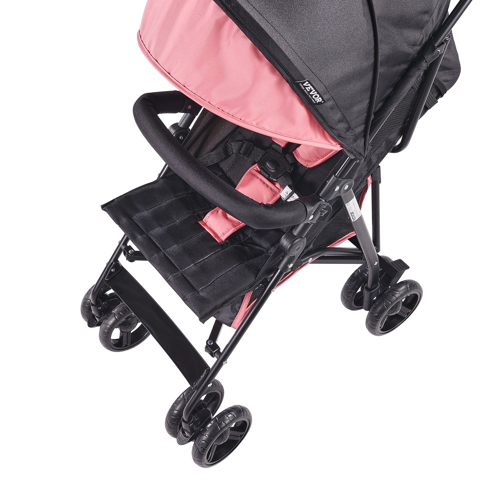 VEVOR Lightweight Stroller, Compact Easy Fold MultiPosition Recline Canopy Backrest, Carbon Steel Frame, Large Storage Basket, Umbrella Toddler Baby Stroller for Travel and More, Black/Pink