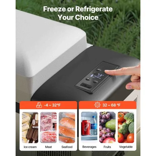 VEVOR Portable Refrigerator 21 Quart(20 Liter),12 Volt Refrigerator App Control(-4℉~68℉), Car Refrigerator Electric Compressor Cooler with 12/24v DC & 110-240v AC for Camping, Travel, Fishing, Outdoor or Home Use