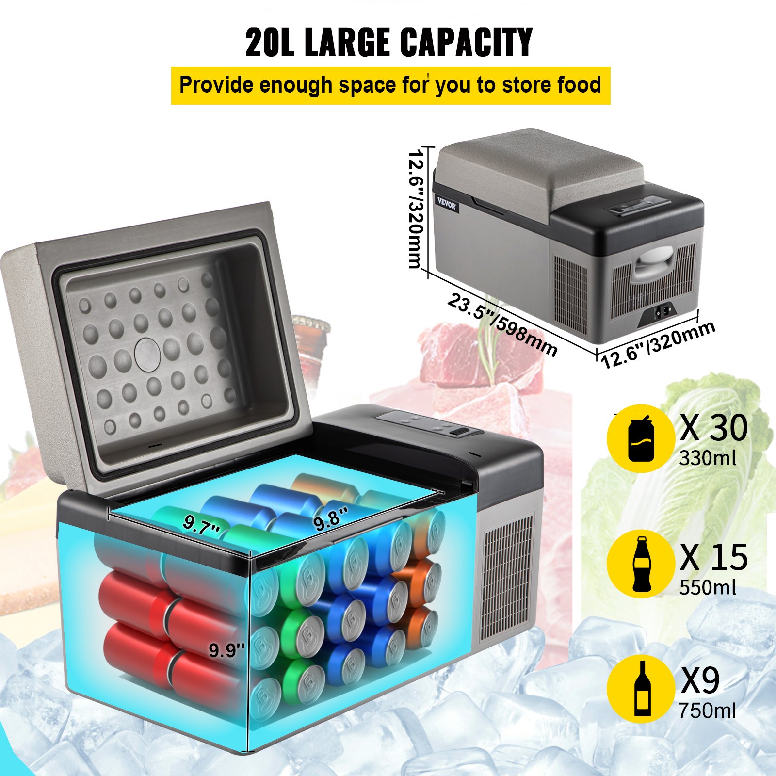 Portable Refrigerator 21 Quart(20 Liter),12 Volt Refrigerator App Control(-4℉~68℉), Car Refrigerator Electric Compressor Cooler with 12/24v DC & 110-240v AC for Camping, Travel, Fishing, Outdoor or Home Use Portable Refrigerator 21 Quart(20 Liter),12 Volt Refrigerator App Control(-4℉~68℉), Car Refrigerator Electric Compressor Cooler with 12/24v DC & 110-240v AC for Camping, Travel, Fishing, Outdoor or Home Use