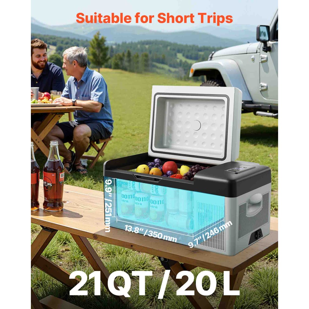 VEVOR Car Refrigerator 20L Compressor Portable Small Refrigerator Car Refrigerator Freezer Vehicle Car Truck RV Boat Mini Electric Cooler for Driving Travel Fishing Outdoor and Home Use