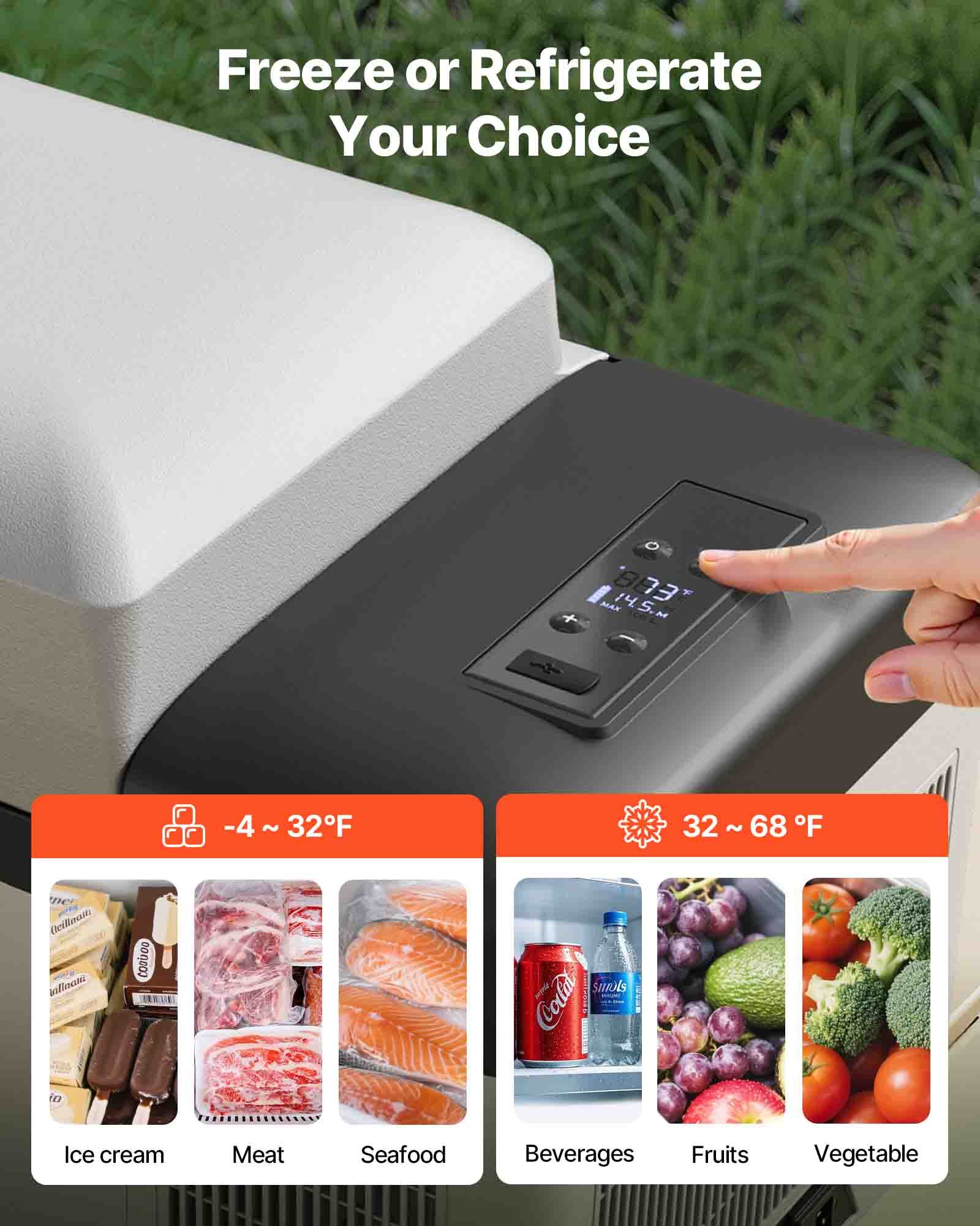 VEVOR Car Refrigerator 20L Compressor Portable Small Refrigerator Car Refrigerator Freezer Vehicle Car Truck RV Boat Mini Electric Cooler for Driving Travel Fishing Outdoor and Home Use