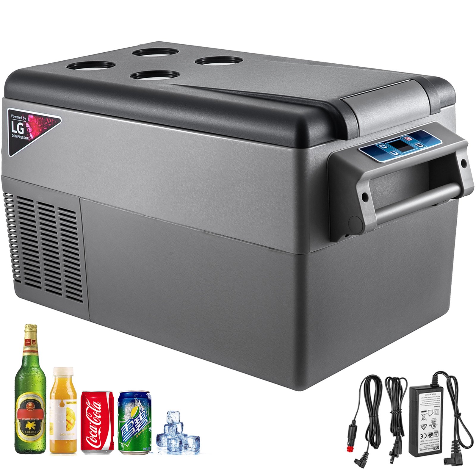 VEVOR Car Refrigerator, DC 12/24V AC100-240V Compressor Electric Cooler, -4°F to 68°F Car Fridge with APP Control, 60W Cars Freezer for RVs, Campsites, Boats, Camping, Fishing, 37 QT Portable Freezer