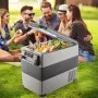 Refrigerador VEVOR de 12 voltios, refrigerador para auto de 58 cuartos, congelador portátil de doble zona, refrigerador con compresor y congelador con 12/24 V CC y 110-240 V CA, para auto, camión, RV, camping y uso doméstico.