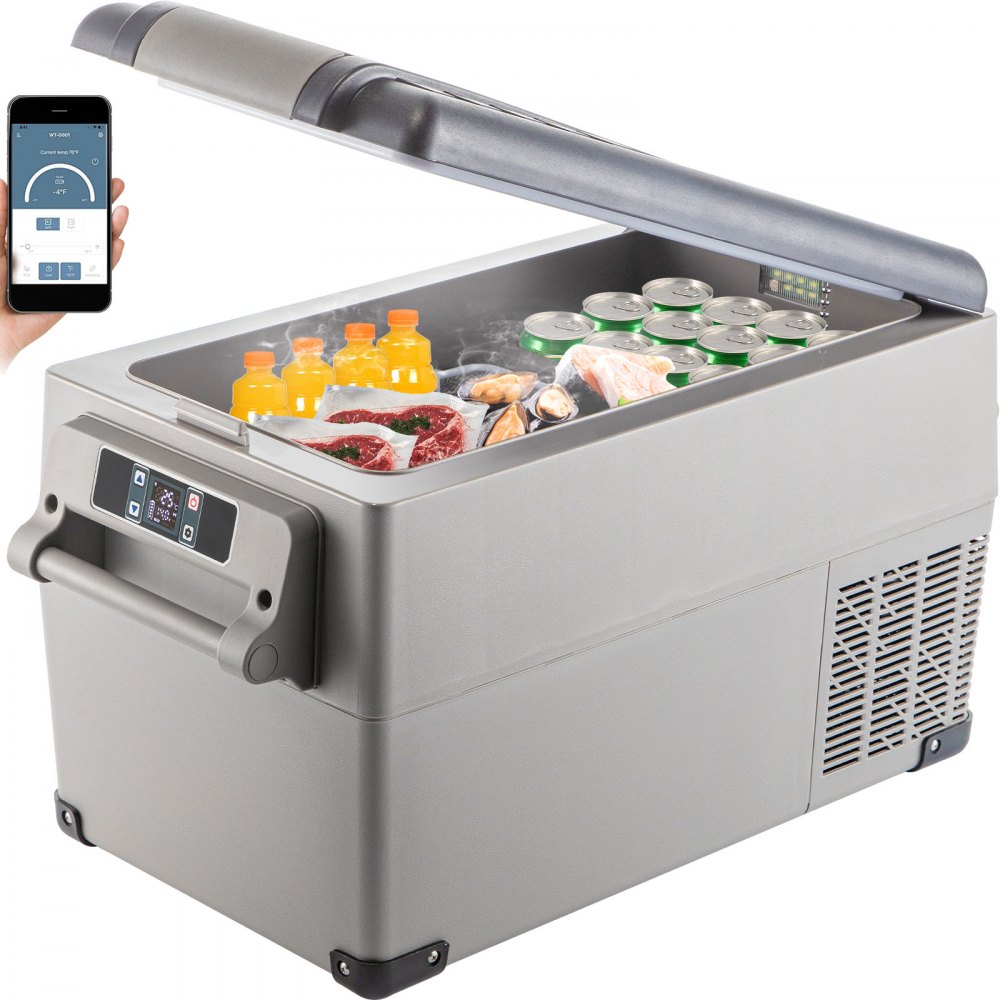 VEVOR Portable Refrigerator 37 Quart(35 Liter),12 Volt Refrigerator App  Control(-4℉~68℉), Car Refrigerator Dual Zone with 12/24v DC & 110-240v AC  for