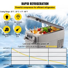 VEVOR Refrigerador portátil de 37 cuartos (35 litros), control de aplicación de refrigerador de 12 voltios (-4 ℉ ~ 68 ℉), refrigerador de coche de doble zona con 12/24 V CC y 110-240 V CA para camping, viajes, pesca, uso al aire libre o en el hogar