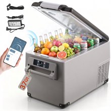 VEVOR Portable Refrigerator 37 Quart(35 Liter),12 Volt Refrigerator App Control(-4℉~68℉), Car Refrigerator Dual Zone with 12/24v DC & 110-240v AC for Camping, Travel, Fishing, Outdoor or Home Use