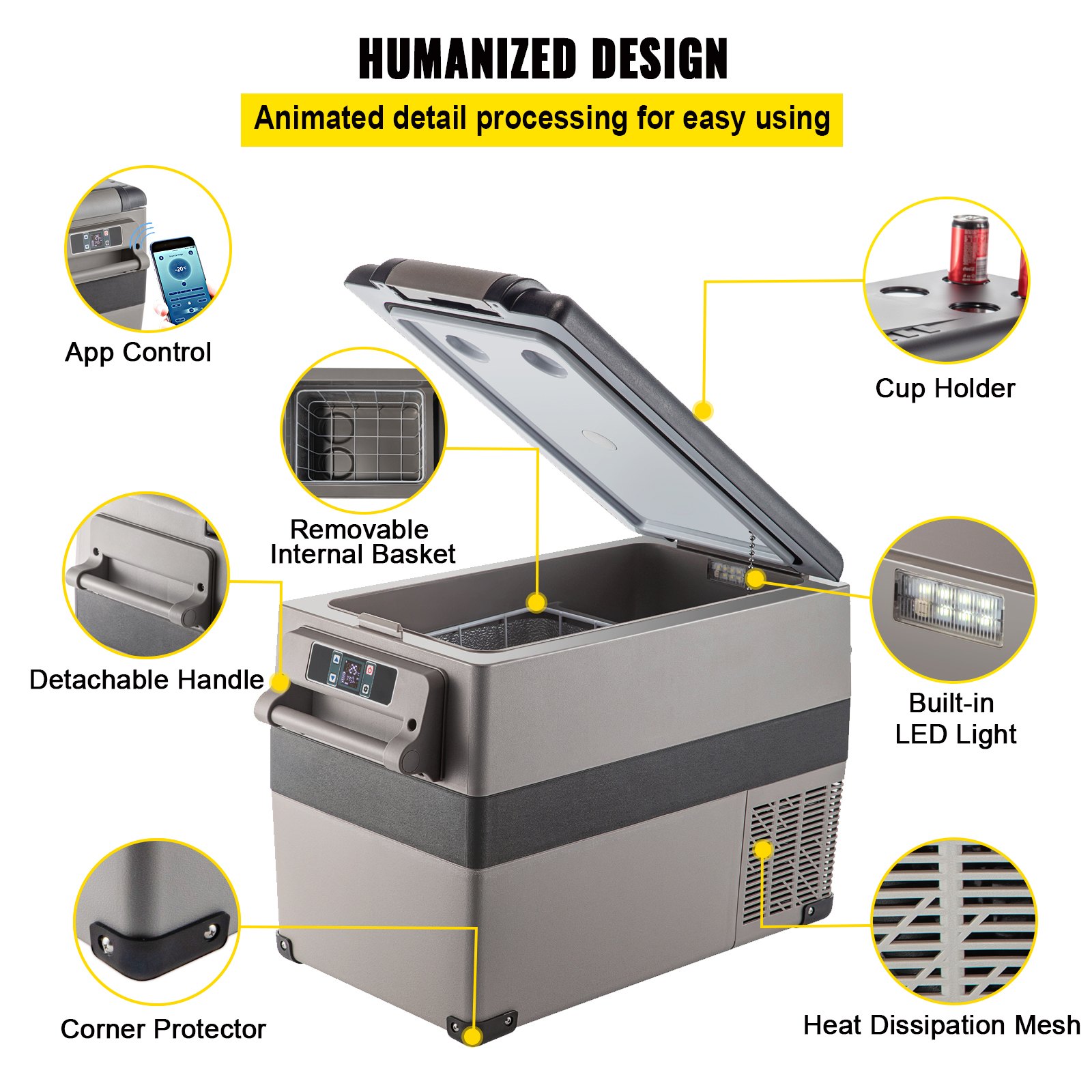 12 Volt Refrigerator 45L(48qt) Fast Cooling Portable Freezer with App Control(-4℉~68℉) Car Fridge with 12/24v DC & 110-240v AC for Travel, Camping and Home Use, 48 Quart, Black 12 Volt Refrigerator 45L(48qt) Fast Cooling Portable Freezer with App Control(-4℉~68℉) Car Fridge with 12/24v DC & 110-240v AC for Travel, Camping and Home Use, 48 Quart, Black