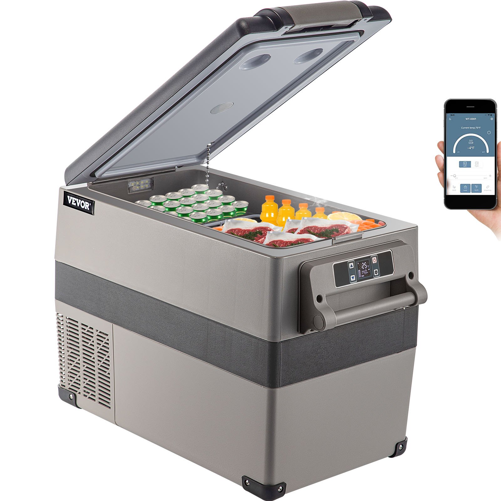 12 Volt Refrigerator 45L(48qt) Fast Cooling Portable Freezer with App Control(-4℉~68℉) Car Fridge with 12/24v DC & 110-240v AC for Travel, Camping and Home Use, 48 Quart, Black 12 Volt Refrigerator 45L(48qt) Fast Cooling Portable Freezer with App Control(-4℉~68℉) Car Fridge with 12/24v DC & 110-240v AC for Travel, Camping and Home Use, 48 Quart, Black