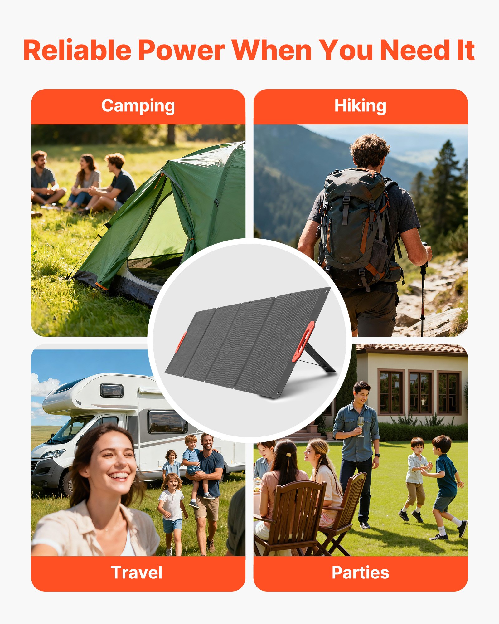VEVOR 300W Foldable Monocrystalline Solar Panel, 23% High-Efficiency Portable Mono Solar Panel Charger with MC4 Output & 10-in-1 DC Adapters, IP67 Waterproof for Power Stations, Camping, Hiking Trips