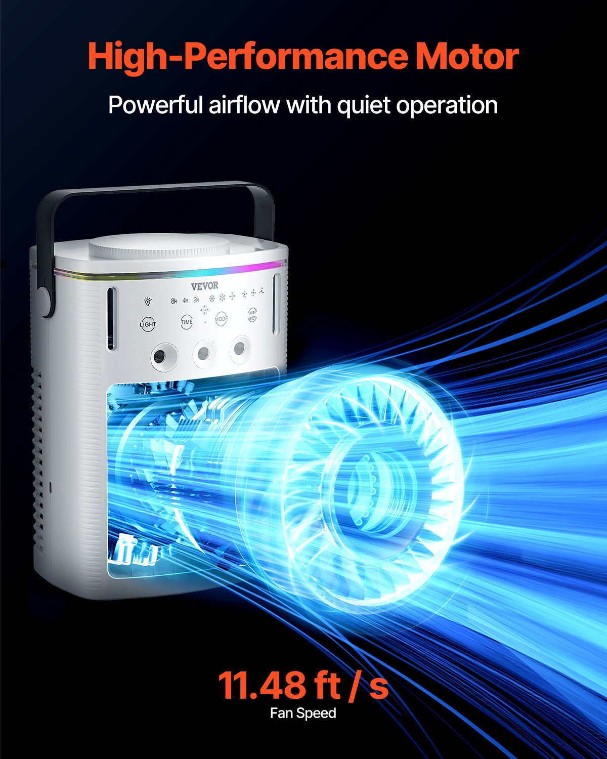 VEVOR Portable Air Conditioner, 4-in-1 Evaporative Air Cooler with Remote Control, 3-Speed Mini Air Conditioner with Timer, 3 Mist Levels, 1L Water Tank, 120° Oscillating Mini AC Fan for Desktop Home