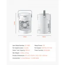 Portable Air Conditioner 4-in-1 Evaporative Air Cooler 3 Speeds 0.6L Water Tank