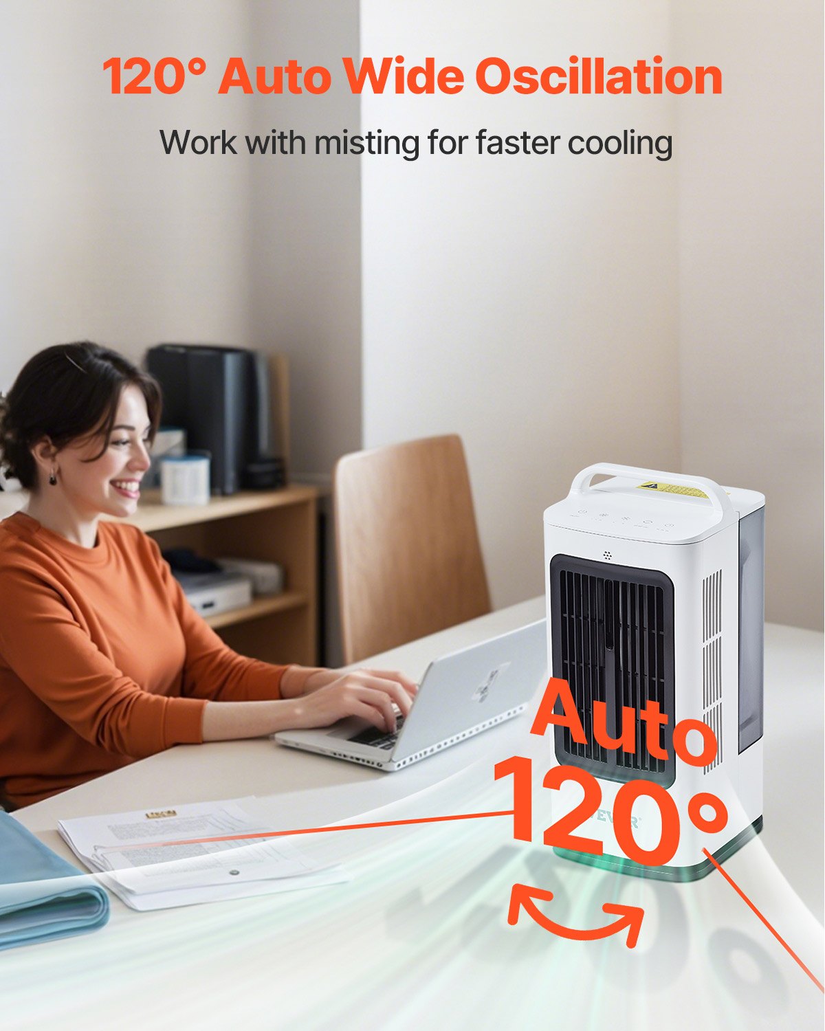 VEVOR Portable Air Conditioner, 4-in-1 Evaporative Air Cooler, 3-Speed Mini Air Conditioner with 0-7H Smart Timer, 1700ml Water Tank, 7-Color Light, Personal Mini Desk AC Fan for Bedroom Office Room