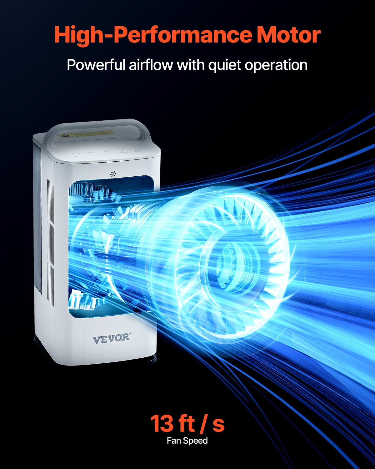 VEVOR Portable Air Conditioner, 4-in-1 Evaporative Air Cooler, 3-Speed Mini Air Conditioner with 0-7H Smart Timer, 1700ml Water Tank, 7-Color Light, Personal Mini Desk AC Fan for Bedroom Office Room