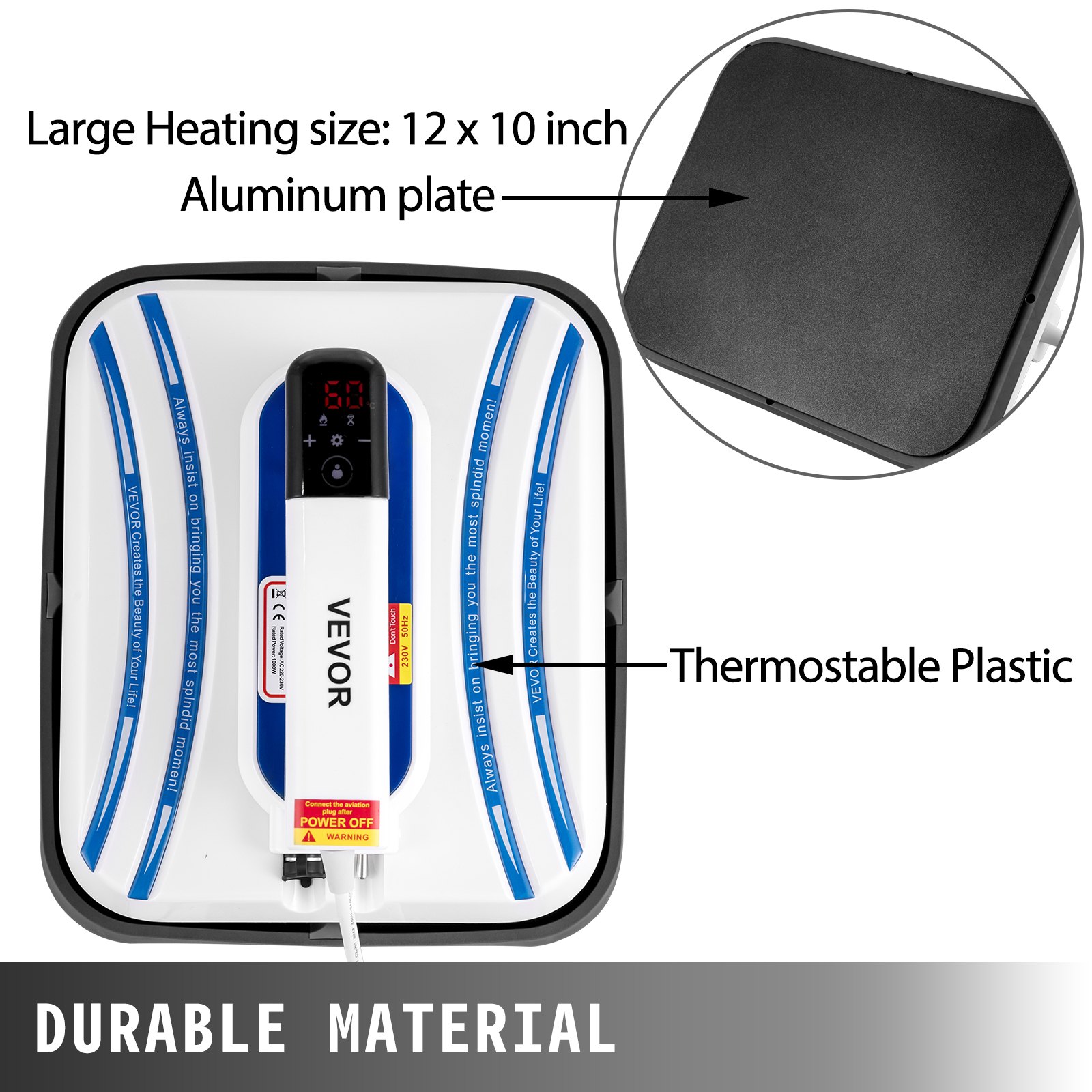 Heat Press Easy Press 12x10 Inch Portable Heat Press Machine for T-shirts & Caps