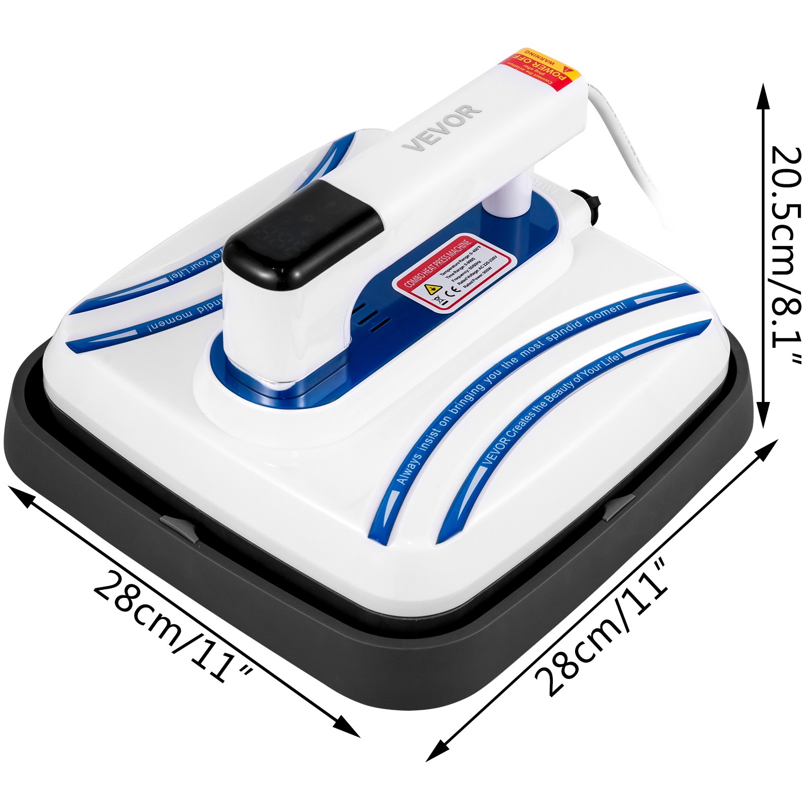 Heat Press Easy Press 10x10 Inch Blue Portable Heat Press Machine for Shirt Caps