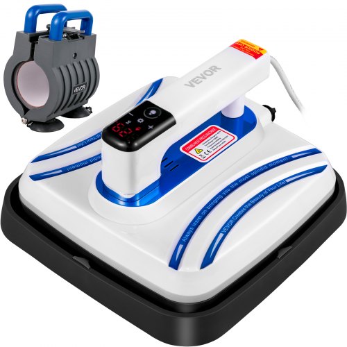 VEVOR Heat Press 10 x 10 Inch Easy Press 800W Portable Easy Mini Press Vibration Function Blue Mini Press Heat Press Machine for Mugs,T Shirts with Sensitive Touch Screen Display & Double-tube Heating