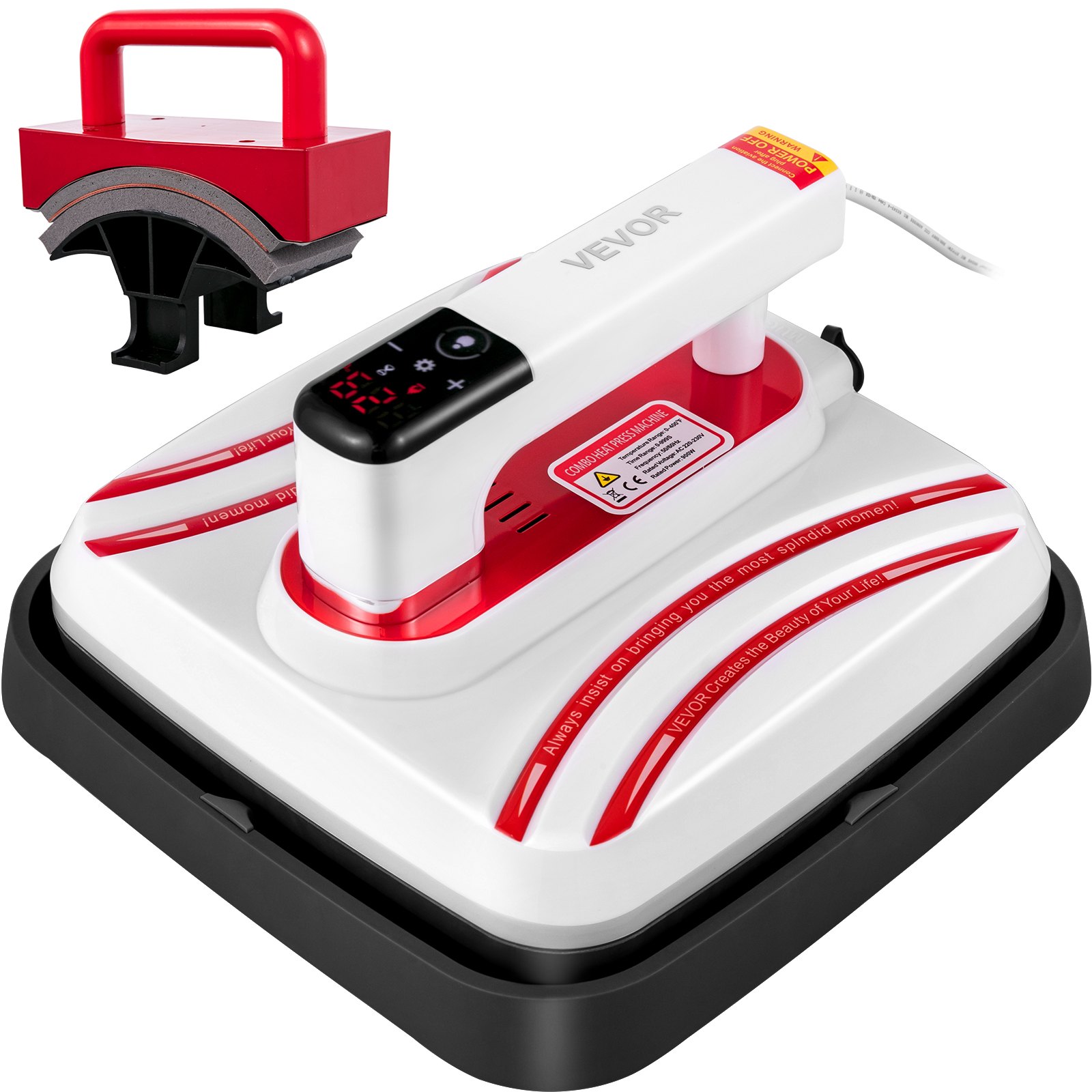 Heat Press Easy Press 10x10 Inch Red Portable Heat Press for T- Shirts & Caps