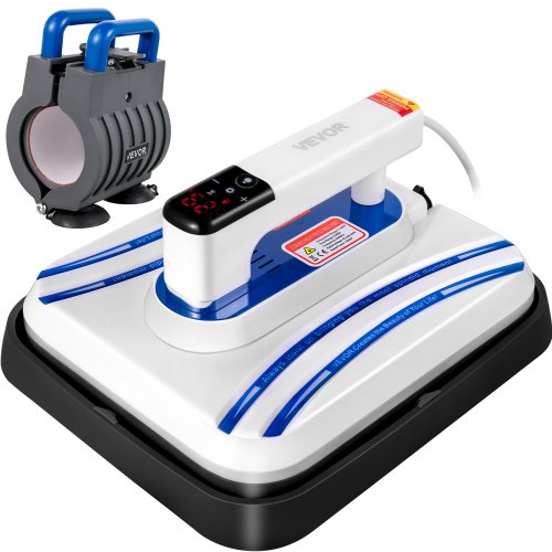 Prensa de calor portátil VEVOR de 12 x 10 pulgadas, 2 en 1, prensa fácil de 800 W, mini prensa de calor con accesorio de prensa para taza, máquina de prensa de calor para camisetas, bolsas, tazas y pequeños proyectos de vinilo HTV (azul)