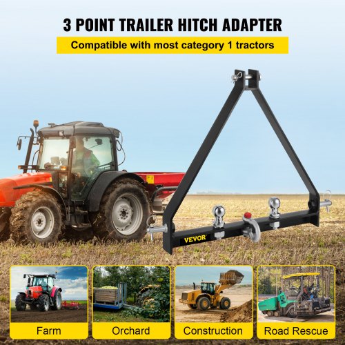 VEVOR 3 Point BX Trailer Hitch Drawbar Trailer Hitch Receiver 3 Point Trailer Receiver 1 Tractor Tow Hitch Drawbar
