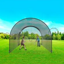 VEVOR Baseball Batting Cage, Softball and Baseball Batting Cage Net and Frame, Practice Portable Cage Net with Carry Bag, Heavy Duty Enclosed Pitching Cage, for Backyard Batting Hitting Training, 12FT