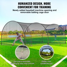 VEVOR Baseball Batting Cage, Softball and Baseball Batting Cage Net and Frame, 22x12x8ft Practice Portable Cage Net with Carry Bag, Heavy Duty Enclosed Pitching Cage, for Backyard Batting Hitting Training 670CM