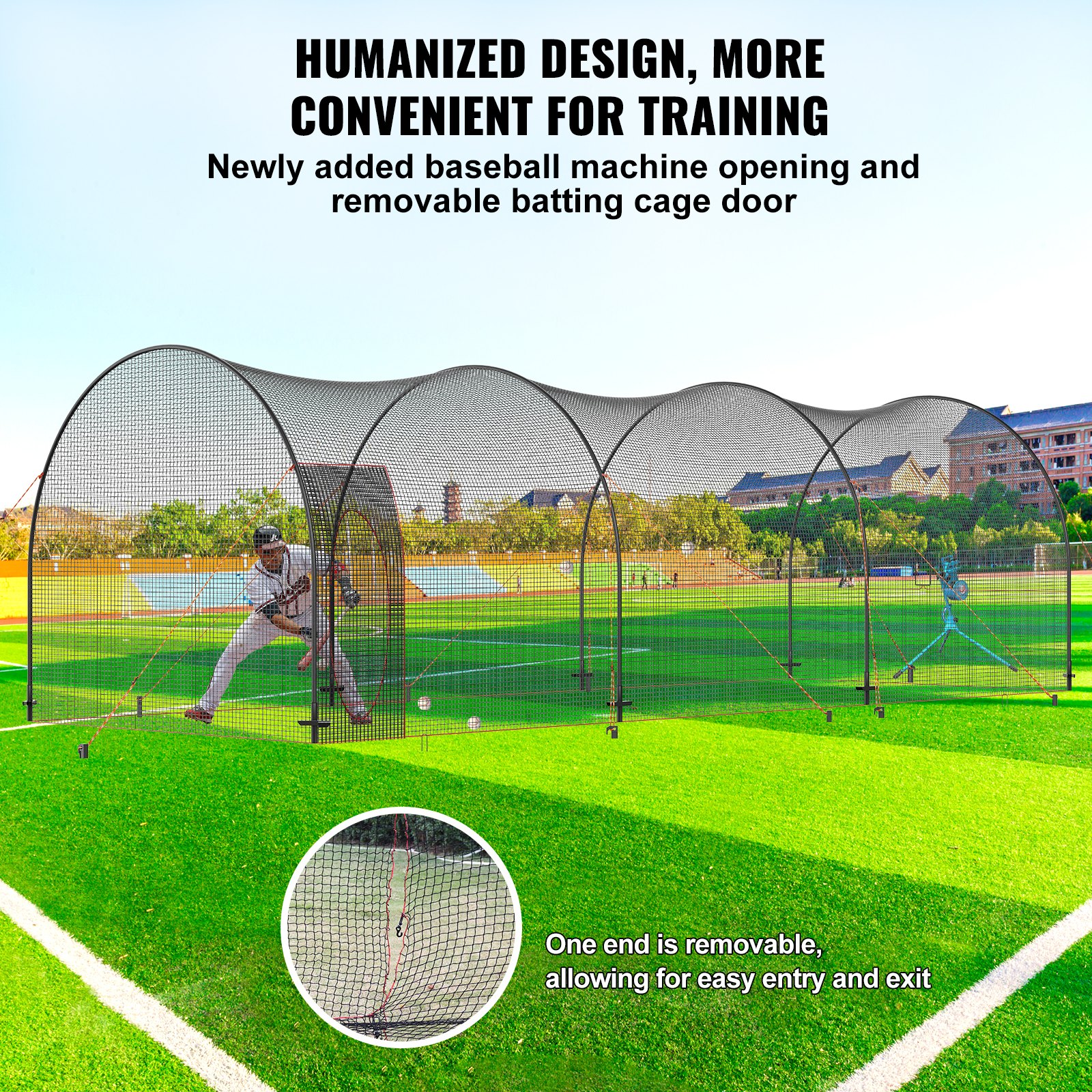 VEVOR Baseball Batting Cage, Softball and Baseball Batting Cage Net and Frame, Practice Portable Cage Net with Carry Bag, Heavy Duty Enclosed Pitching Cage, for Backyard Batting Hitting Training1005CM