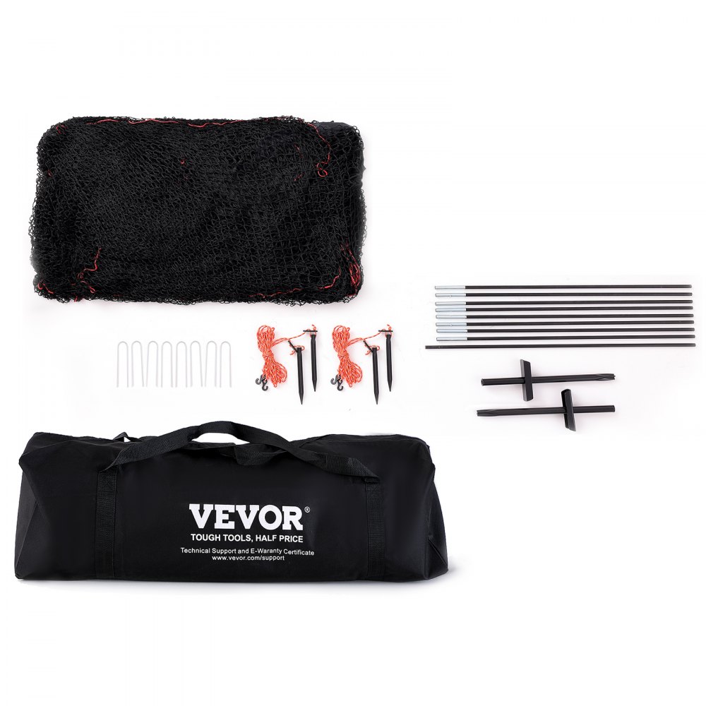 VEVOR Baseball Batting Cage, Softball and Baseball Batting Cage Net and Frame, Practice Portable Cage Net with Carry Bag, Heavy Duty Enclosed Pitching Cage, for Backyard Batting Hitting Training1219CM
