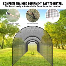 VEVOR Baseball Batting Cage, Softball and Baseball Batting Cage Net and Frame, Practice Portable Cage Net with Carry Bag, Heavy Duty Enclosed Pitching Cage, for Backyard Batting Hitting Training1219CM