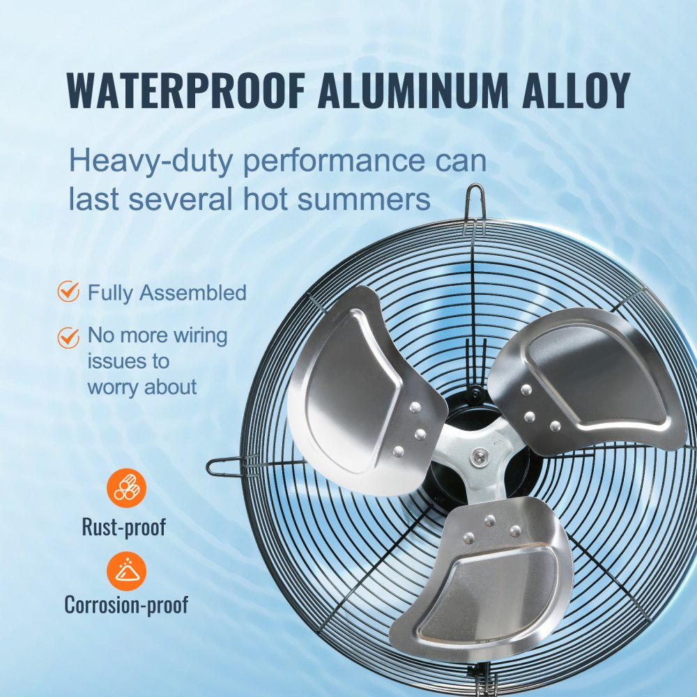 VEVOR Shutter Exhaust Fan, 356 mm High-speed 1400RPM 994 CFM, Aluminum Wall Mount Attic Fan with AC-motor, Ventilation and Cooling for Greenhouses, Garages, Sheds, Shops