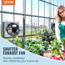VEVOR Shutter Exhaust Fan, 356 mm High-speed 1400RPM 994 CFM, Aluminum Wall Mount Attic Fan with AC-motor, Ventilation and Cooling for Greenhouses, Garages, Sheds, Shops