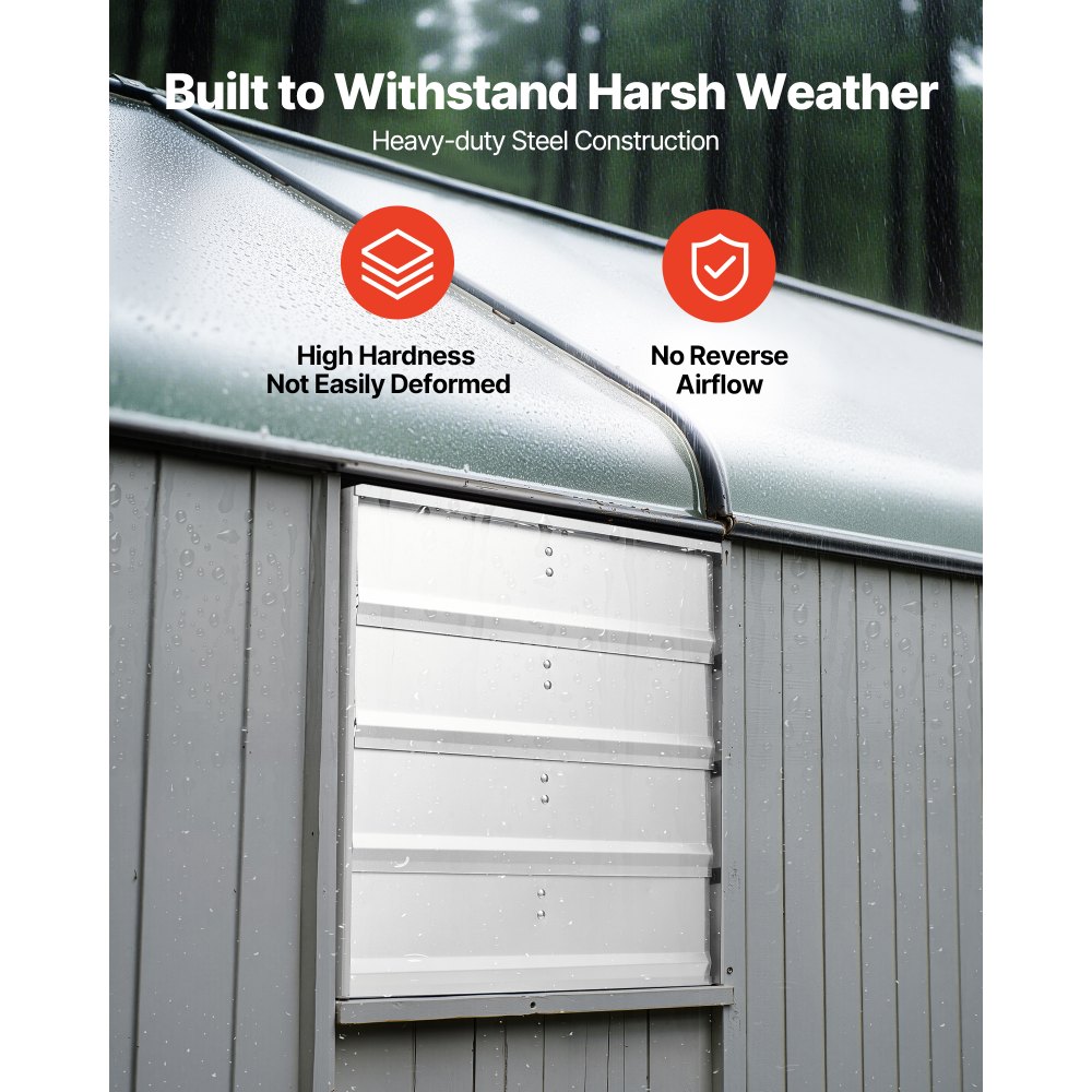 VEVOR 18 inch Shutter Exhaust Fan, Wall Mounted Attic Vent Fan with 2200 CFM Airflow, AC Motor, Heavy-duty Steel Construction, Low Noise for Shed, Garage, Greenhouse Ventilation Cooling, Silver