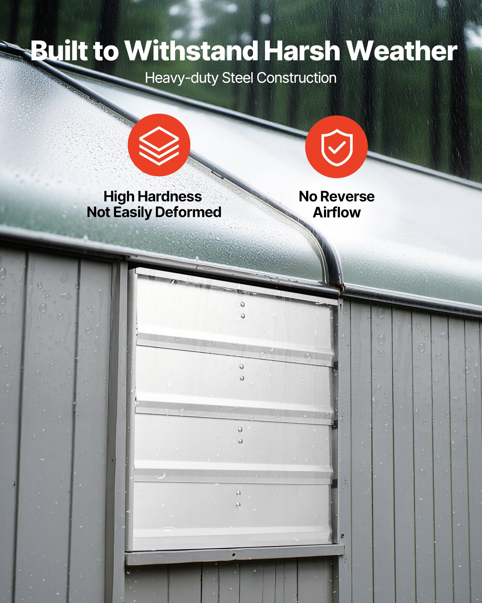 VEVOR 18 inch Shutter Exhaust Fan, Wall Mounted Attic Vent Fan with 2200 CFM Airflow, AC Motor, Heavy-duty Steel Construction, Low Noise for Shed, Garage, Greenhouse Ventilation Cooling, Silver