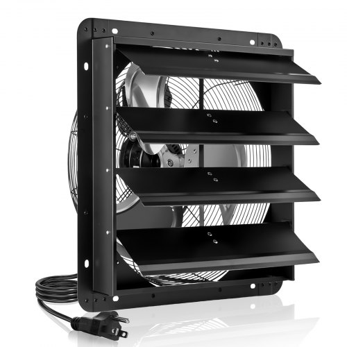 VEVOR 18 inch Shutter Exhaust Fan, Wall Mounted Attic Vent Fan with Variable Speed Controller, 2200 CFM, AC Motor, Heavy-duty Steel, Low Noise for Shed, Garage, Greenhouse Ventilation Cooling, Black