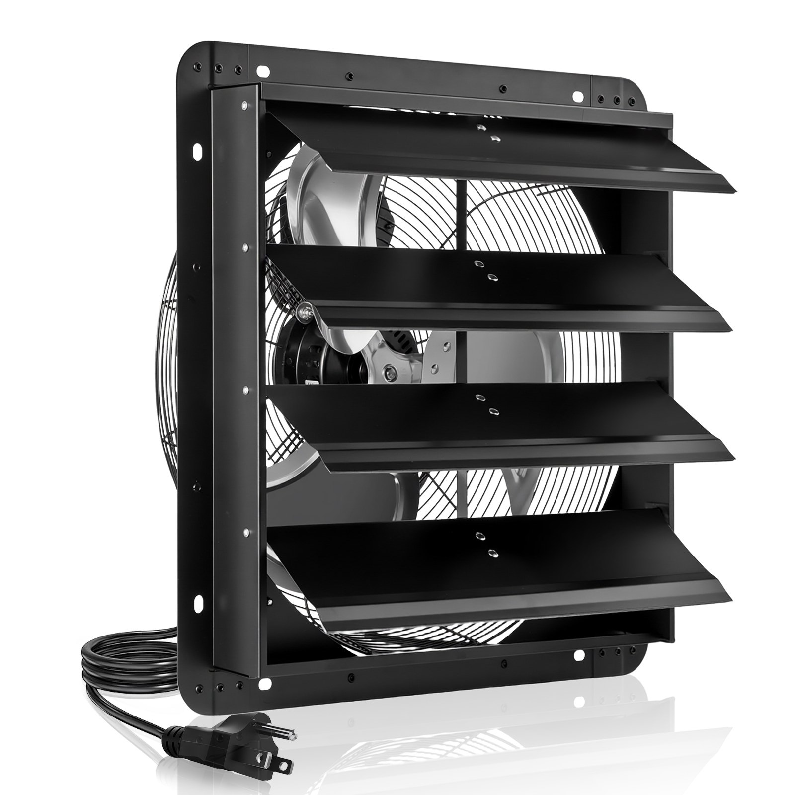 VEVOR Ventilador de escape de 18 pulgadas con persianas, ventilador de ventilación de ático de pared con controlador de velocidad variable, 2200 CFM, motor de CA, acero resistente, bajo nivel de ruido para cobertizos, garajes e invernaderos, color negro