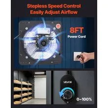 VEVOR 10 in Shutter Exhaust Fan with Speed Controller Wall Mount for Shed