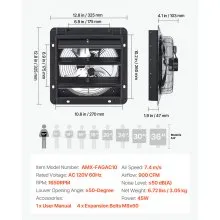 VEVOR 10 in Shutter Exhaust Fan with Speed Controller Wall Mount for Shed