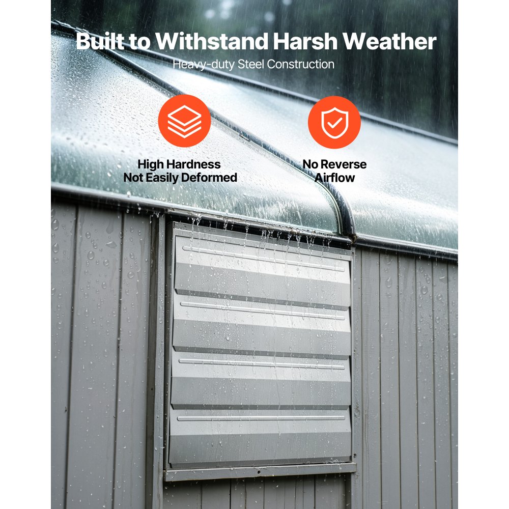 VEVOR Shutter Exhaust Fan 413 mm Wall Mounted Automatic Louvers Silver, Sturdy Steel Housing, 2270 CFM Low Noise, AC Motor, Ventilation and Cooling for Attic, Garage, Barn, Greenhouse, Workshop