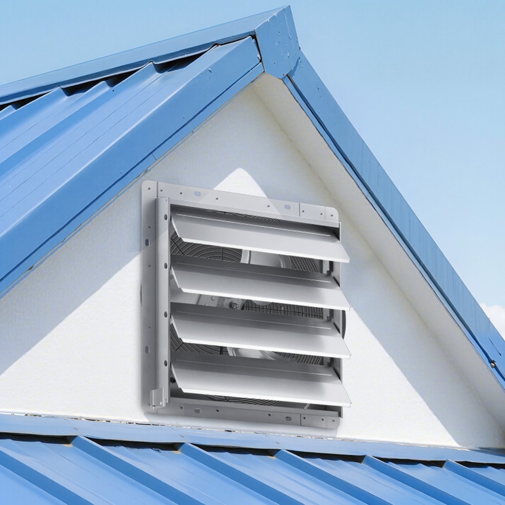 VEVOR Shutter Exhaust Fan 413 mm Wall Mounted Automatic Louvers Silver, Sturdy Steel Housing, 2270 CFM Low Noise, AC Motor, Ventilation and Cooling for Attic, Garage, Barn, Greenhouse, Workshop