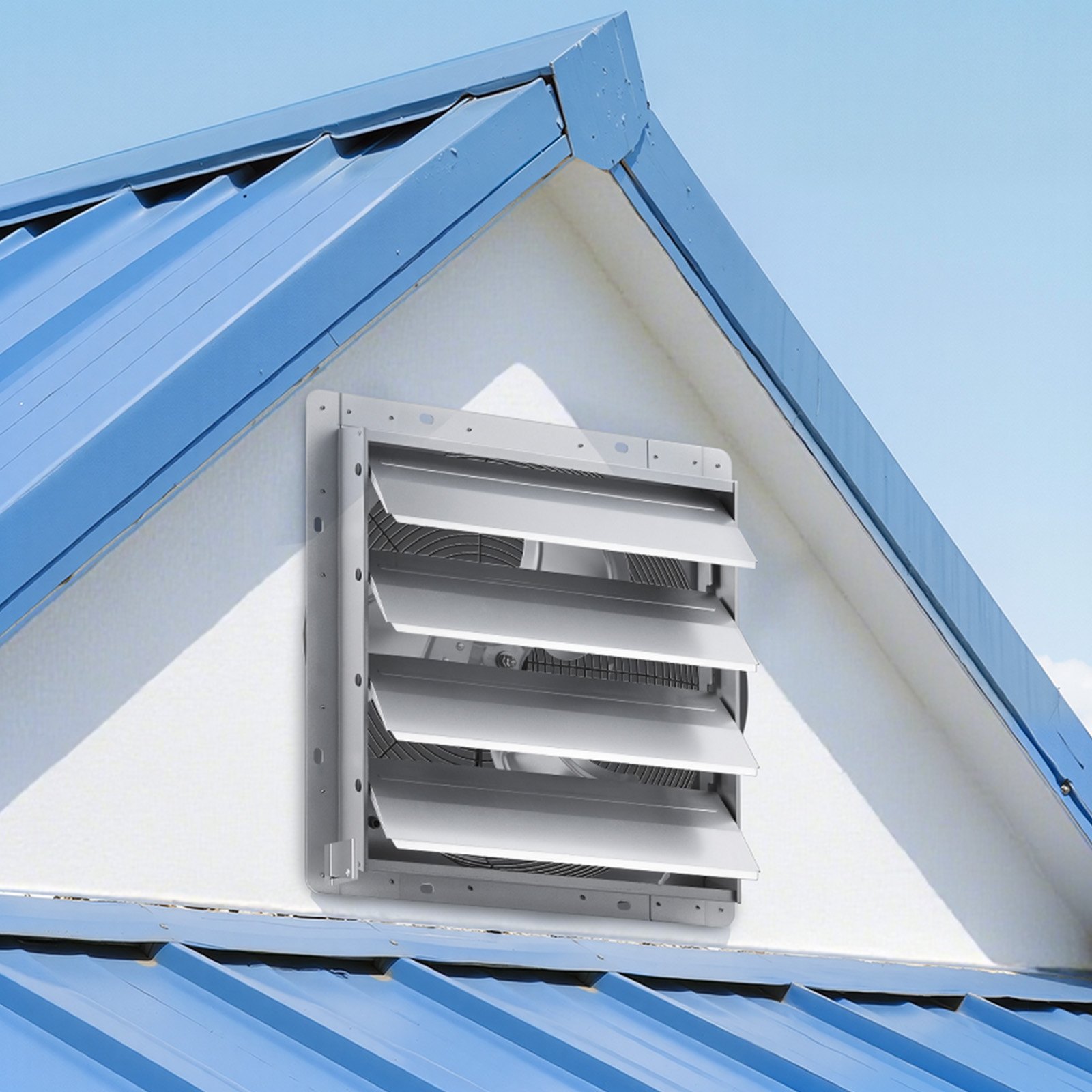 VEVOR Shutter Exhaust Fan 413 mm Wall Mounted Automatic Louvers Silver, Sturdy Steel Housing, 2270 CFM Low Noise, AC Motor, Ventilation and Cooling for Attic, Garage, Barn, Greenhouse, Workshop