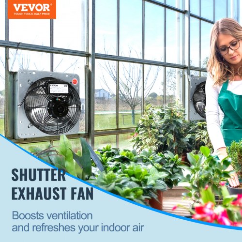 VEVOR Shutter Exhaust Fan, 16'' with Speed Controller, AC-motor, 2000 CFM, No Assembly Required Wall Mount Attic Fan, Ventilation and Cooling for Greenhouses, Garages, Sheds, FCC Listed