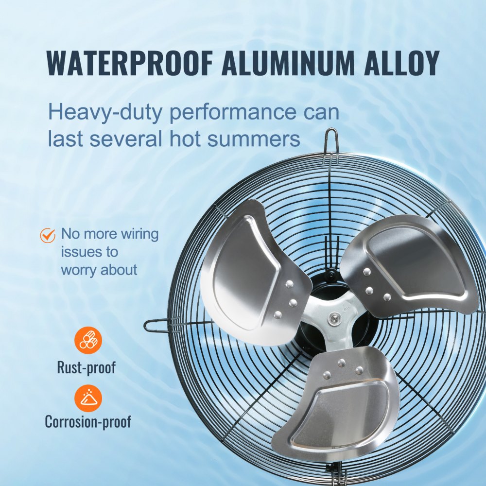 VEVOR 16'' Shutter Exhaust Fan, High-speed 2000 CFM, Aluminum Wall Mount Attic Fan with AC-motor, Ventilation and Cooling for Greenhouses, Garages, Sheds, Shops, FCC