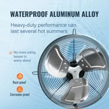 VEVOR 16'' Shutter Exhaust Fan, High-speed 2000 CFM, Aluminum Wall Mount Attic Fan with AC-motor, Ventilation and Cooling for Greenhouses, Garages, Sheds, Shops, FCC