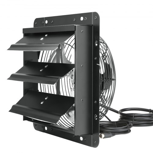 VEVOR Shutter Exhaust Fan, 10'' with Temperature Humidity Controller,  EC-motor, 820 CFM, 10-Speed Adjustable Wall Mount Attic Fan, Ventilation and Cooling for Greenhouses, Garages, Sheds, ETL Listed