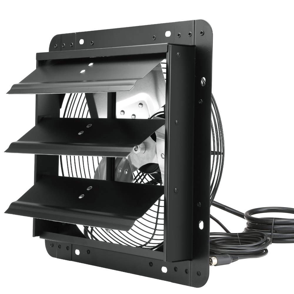 VEVOR Shutter Exhaust Fan, 305 mm with Temperature Humidity Controller, EC-motor, 904 CFM, Variable Speed Adjustable Wall Mount Attic Fan, Ventilation and Cooling for Greenhouses, Garages, Sheds
