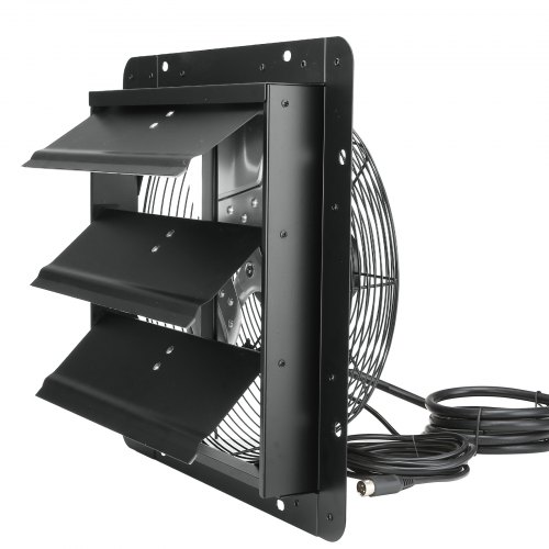 VEVOR Shutter Exhaust Fan, 14'' with Temperature Humidity Controller,  EC-motor, 1513 CFM, 10-Speed Adjustable Wall Mount Attic Fan, Ventilation and Cooling for Greenhouses, Garages, Sheds, ETL Listed