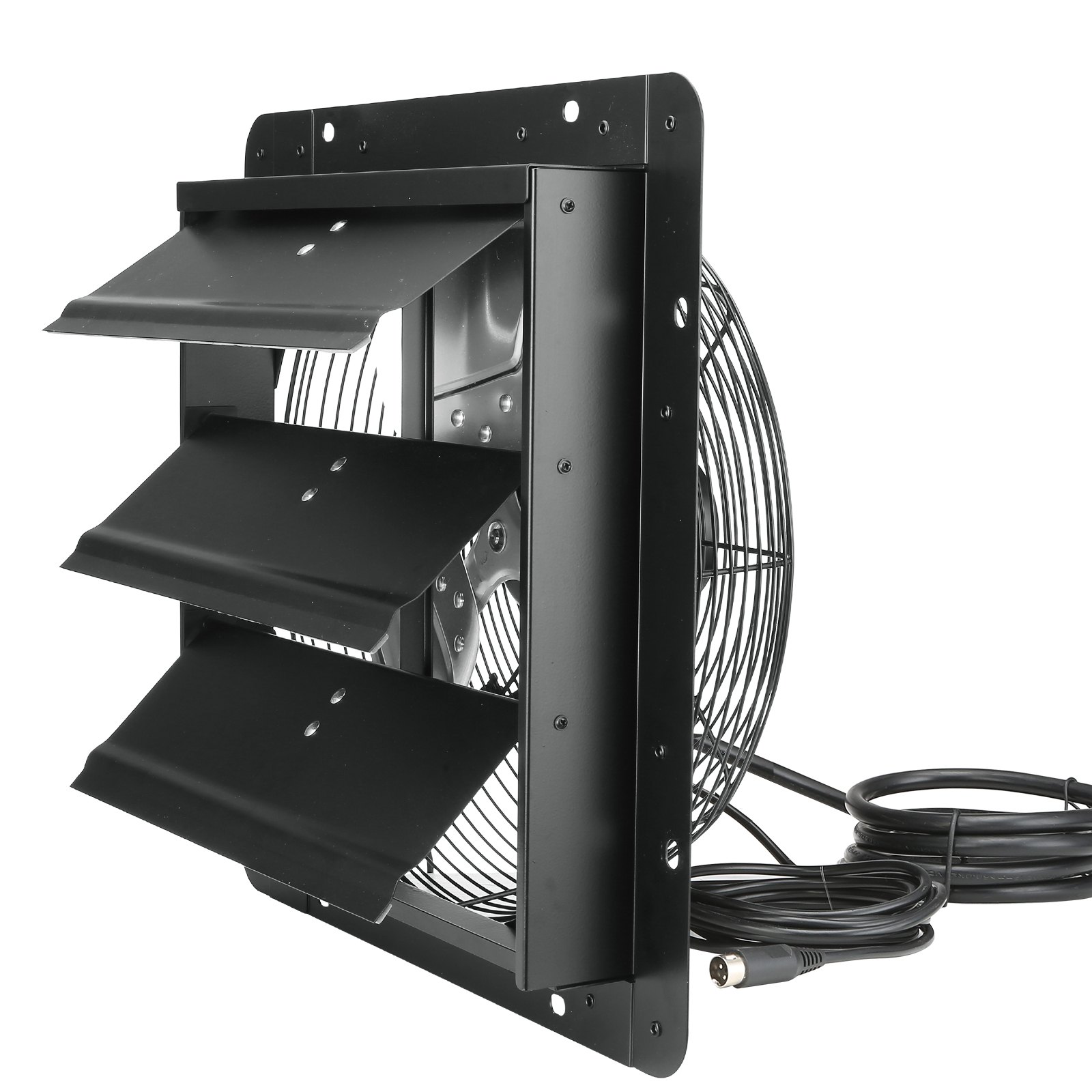 VEVOR Shutter Exhaust Fan, 356 mm with Temperature Humidity Controller, EC-motor, 1024 CFM, Variable Speed Adjustable Wall Mount Attic Fan, Ventilation and Cooling for Greenhouses, Garages, Sheds